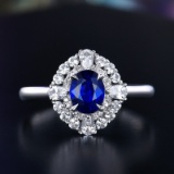14k Gold 0.90 Ctw Natural Sapphire & Diamond Ring