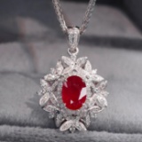 14k Gold 1.40 Ctw Natural Ruby & Diamond Pendant