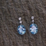 14k Gold 6.66 Ctw Natural Aquamarine & Diamond Earrings