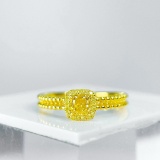 14k Gold 0.55 Ctw Natural Yellow Diamond & Yellow Diamond Ring