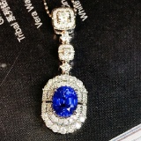 14k Gold 2.12 Ctw Natural Sapphire & Diamond Pendant