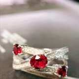 14k Gold 1.42 Ctw Natural Ruby & Diamond Ring