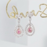 14k Gold 1.34 Ctw Natural Pink Diamond & Diamond Earrings