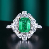 14k Gold 3.63 Ctw Vivid Green Natural Emerald & Sapphire Ring/pendant