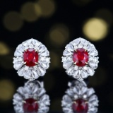 14k Gold 1.89 Ctw Natural Ruby & Diamond Earrings