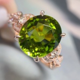 14k Gold 6.00 Ct Natural Tourmaline & Diamond & Sapphire Ring
