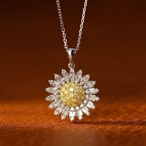 14k Gold 0.58 Ct Natural Yellow Diamond & Diamond Necklace