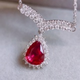 14k Gold 1.44 Ctw Natural Ruby & Diamond Necklace