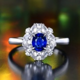 14k Gold 0.6 Ct Natural Sapphire & Sapphire Ring
