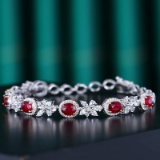 14k Gold 4.10 Ctw Natural Ruby & Diamond Bracelet