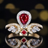 14k Gold 0.70 Ctw Natural Ruby & Diamond Ring
