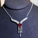 14k Gold 1.26 Ctw Natural Ruby & Diamond Necklace