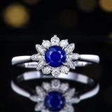 14k Gold 0.60 Ctw Natural Sapphire & Diamond Ring