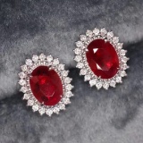 14k Gold 2.35 Ctw Natural Ruby & Diamond Earrings