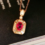 14k Gold 0.78 Ctw Natural Ruby & Diamond Pendant
