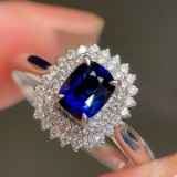14k Gold 1.02 Ctw Natural Sapphire & Diamond Ring