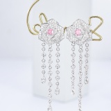 14k Gold 2.15 Ctw Natural Pink Diamond & Diamond Earrings