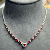 14k Gold 2.48 Ctw Natural Ruby & Diamond Necklace