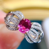14k Gold 1.06 Ctw Natural Padparadscha Sapphire & Diamond Ring