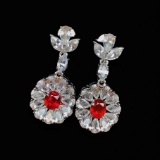 14k Gold 5.46 Ctw Natural Ruby & Sapphire Earrings