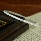 14k Gold 2.9 Ct Natural H Diamond Bangle