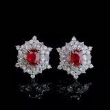 14k Gold 1.74 Ctw Natural Ruby & Diamond Earrings