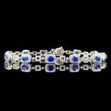 14k Gold 4.17 Ctw Natural Sapphire & Diamond Bracelet