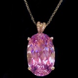 14k Gold 28.07 Ctw Natural Kunzite & Diamond Brooch/pendant