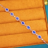 14k Gold 2.76 Ctw Natural Sapphire & Diamond Bracelet