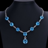 14k Gold 85.40 Ctw Natural Topaz & Diamond Necklace