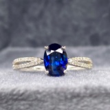 14k Gold 1.23 Ctw Natural Sapphire & Diamond Ring