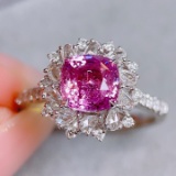 14k Gold 2.52 Ctw Natural Padparadscha Sapphire & Diamond Ring