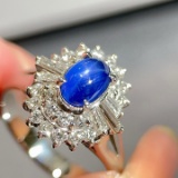 14k Gold 1.37 Ctw Natural Star Sapphire & Diamond Ring