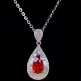 14k Gold 1.79 Ctw Natural Ruby & Diamond Pendant