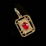 14k Gold 0.35 Ctw Natural Ruby & Diamond Pendant