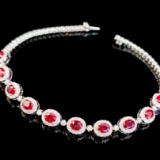 14k Gold 3.40 Ctw Natural Ruby & Diamond Bracelet