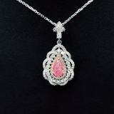 14k Gold 1.28 Ctw Natural Pink Diamond & Diamond Necklace