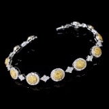 14k Gold 4.36 Ctw Natural Yellow Diamond & Diamond Bracelet