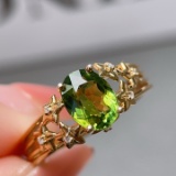 14k Gold 1.17 Ctw Natural Tourmaline & Diamond Ring
