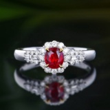 14k Gold 0.93 Ctw Natural Ruby & Diamond Ring