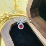 14k Gold 0.63 Ctw Vivid Red Natural Ruby & Diamond Necklace