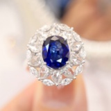 14k Gold 2.75 Ctw Natural Sapphire & Diamond Ring/pendant