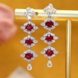 14k Gold 2.22 Ctw Natural Ruby & Diamond Earrings