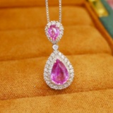 14k Gold 2.28 Ctw Natural Padparadscha Sapphire & Diamond Pendant