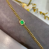 14k Gold 0.62 Ct Vivid Green Natural Emerald & Diamond Bracelet