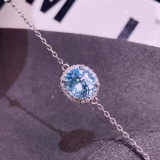 14k Gold 3.24 Ctw Natural Aquamarine & Diamond Bracelet
