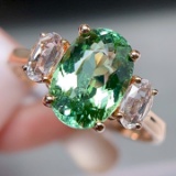 14k Gold 2 Ct Natural Tourmaline & Sapphire Ring