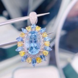 14k Gold 5.6 Ct Natural Aquamarine & Diamond Ring/pendant