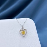 14k Gold 0.42 Ctw Natural Yellow Diamond & Diamond Necklace