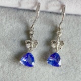 14k Gold 1.2 Ct Natural Tanzanite & Diamond Earrings